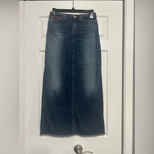 Bongo Early 00s Y2K Long Denim Skirt Size 1 Slit Back